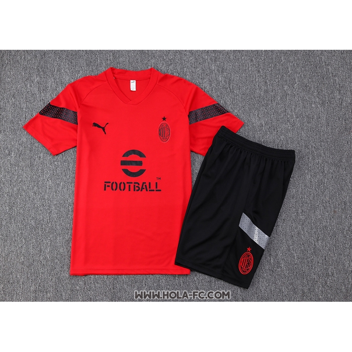 Chandal del AC Milan 2022-2023 Manga Corta Rojo - Pantalon Corto